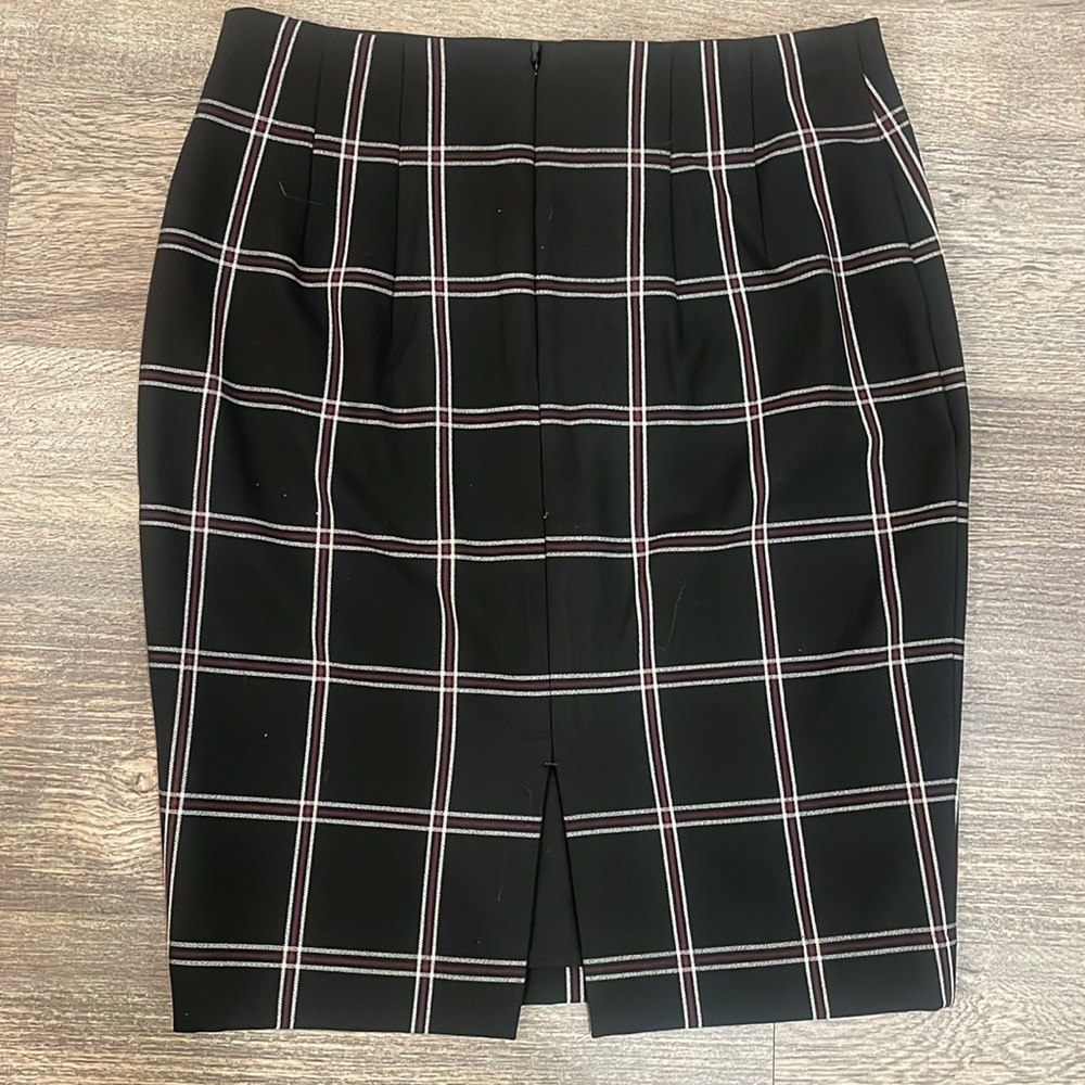 Express Black Pencil Skirt w/ Burgundy and White Stripes